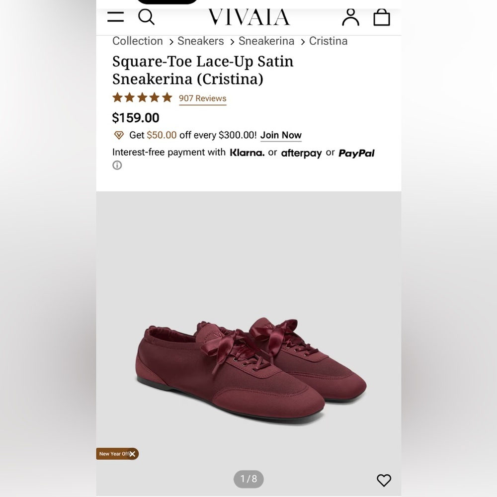 BNIB Vivaia Square-Toe Lace-Up Satin Sneakerina (Cristina) - Retail $159